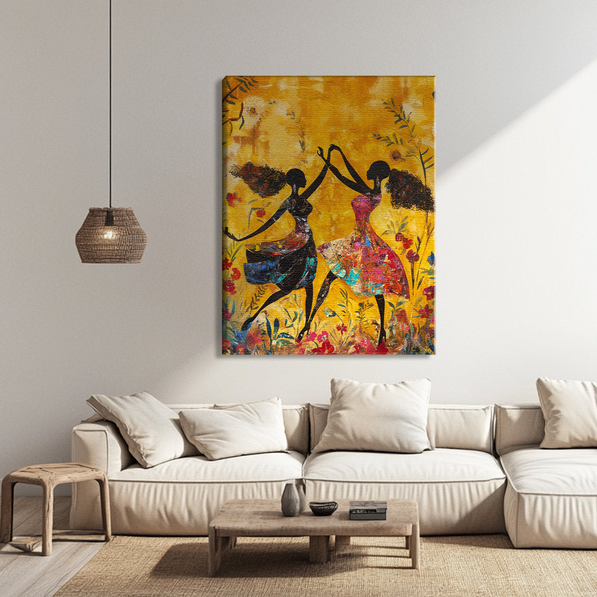 Joyful Dance Vibrant Abstract Canvas Wall Art for Living Room