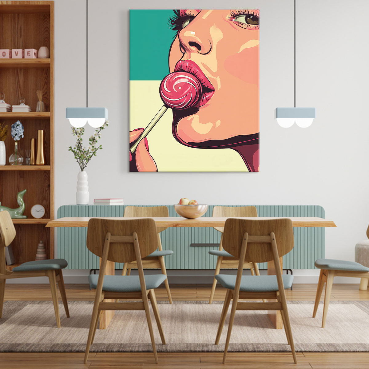Pop Art Lollipop Girl Canvas Vintage Artwork