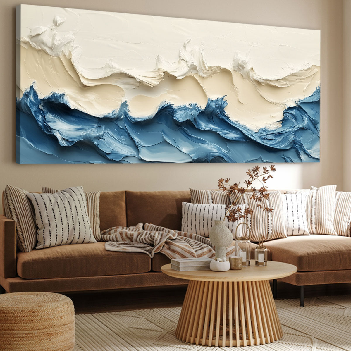 Textured Dynamic Wave Canvas Beach Wall Art
