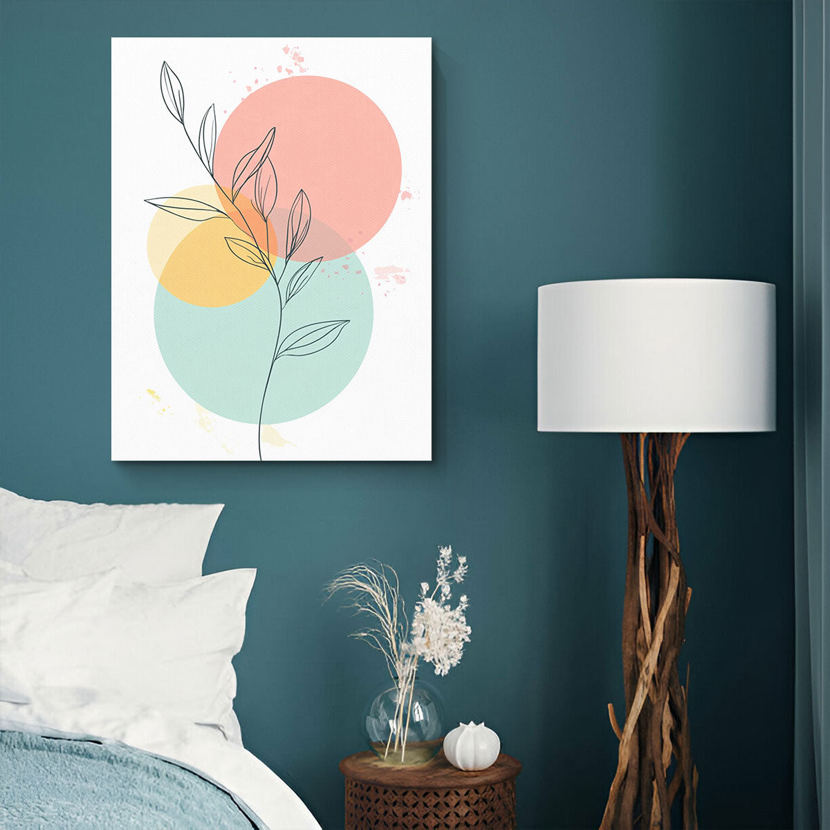Leaf Line Art Minimalist Canvas Wall Art