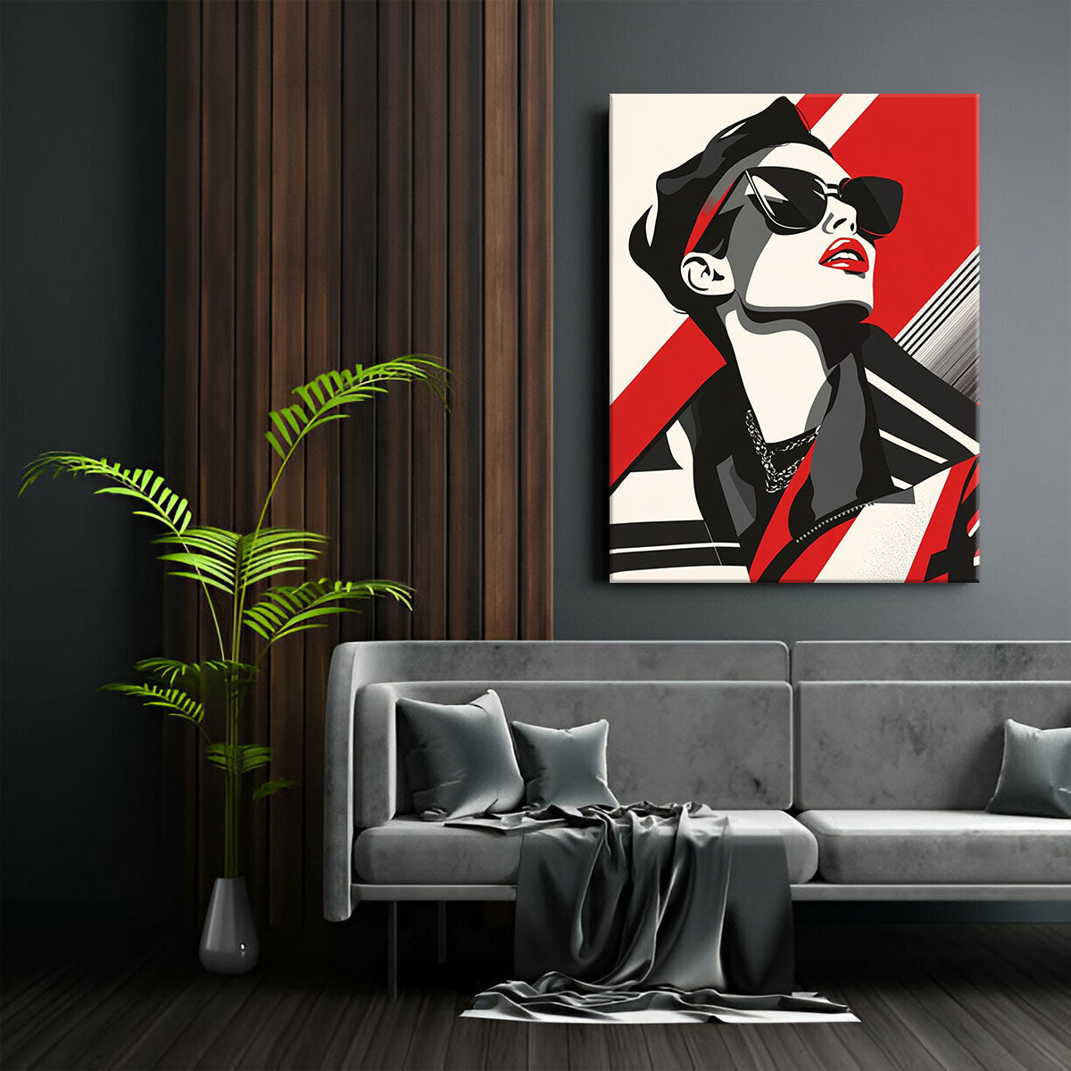 Bold Fashion Model – Modern Vector Art Canvas Print