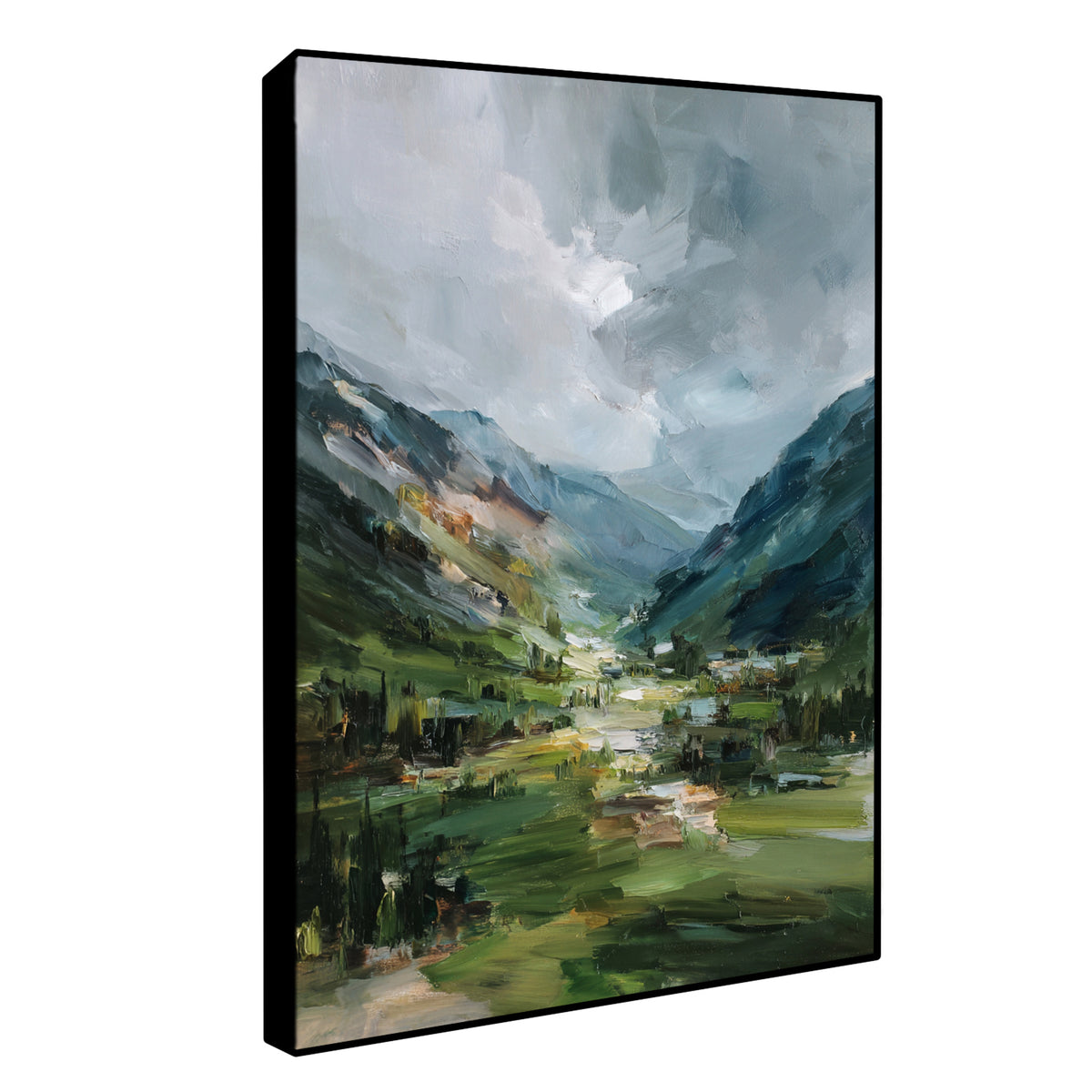 Misty Valley Escape Oil Painted Nature Artwork
