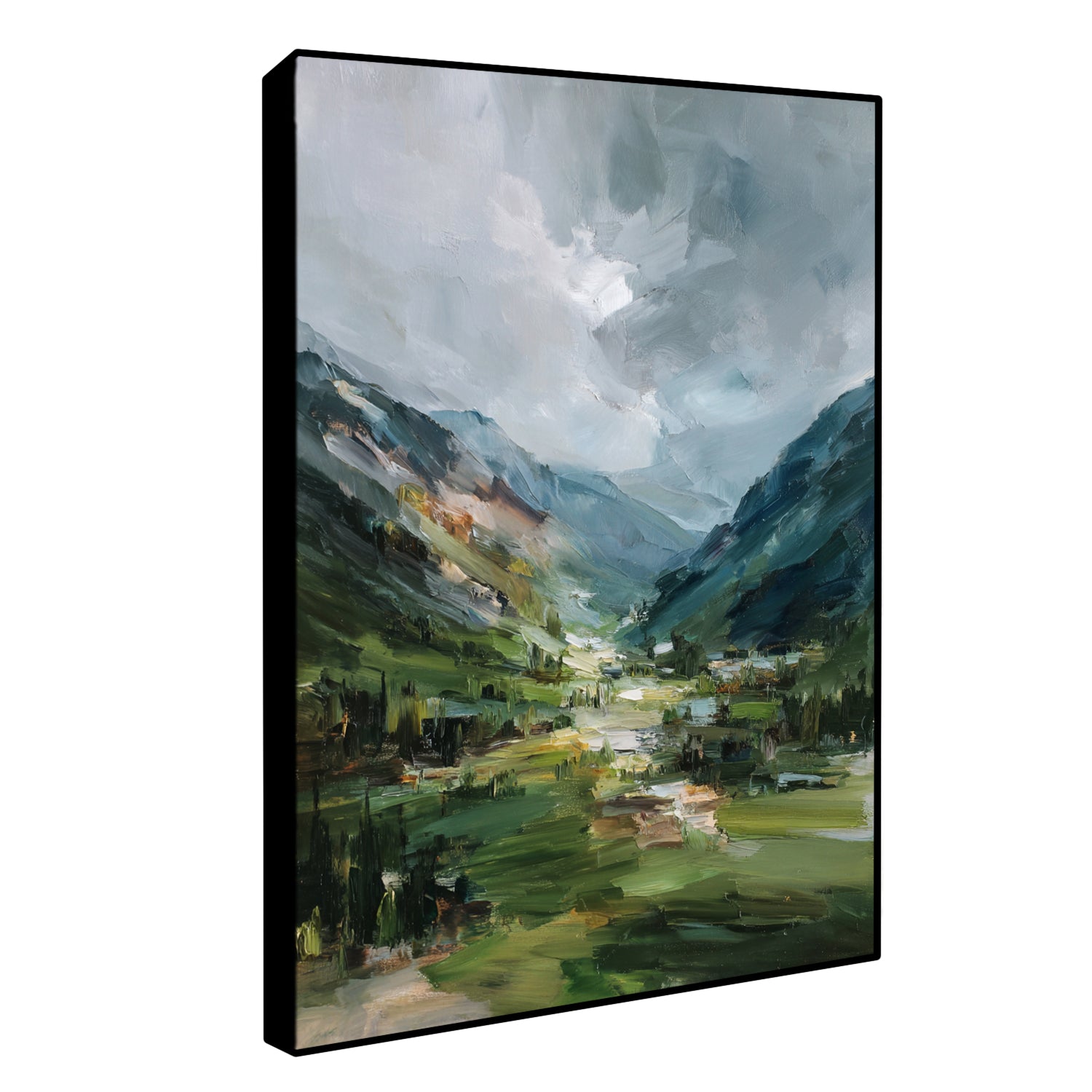 Misty Valley Escape Oil Painted Nature Artwork