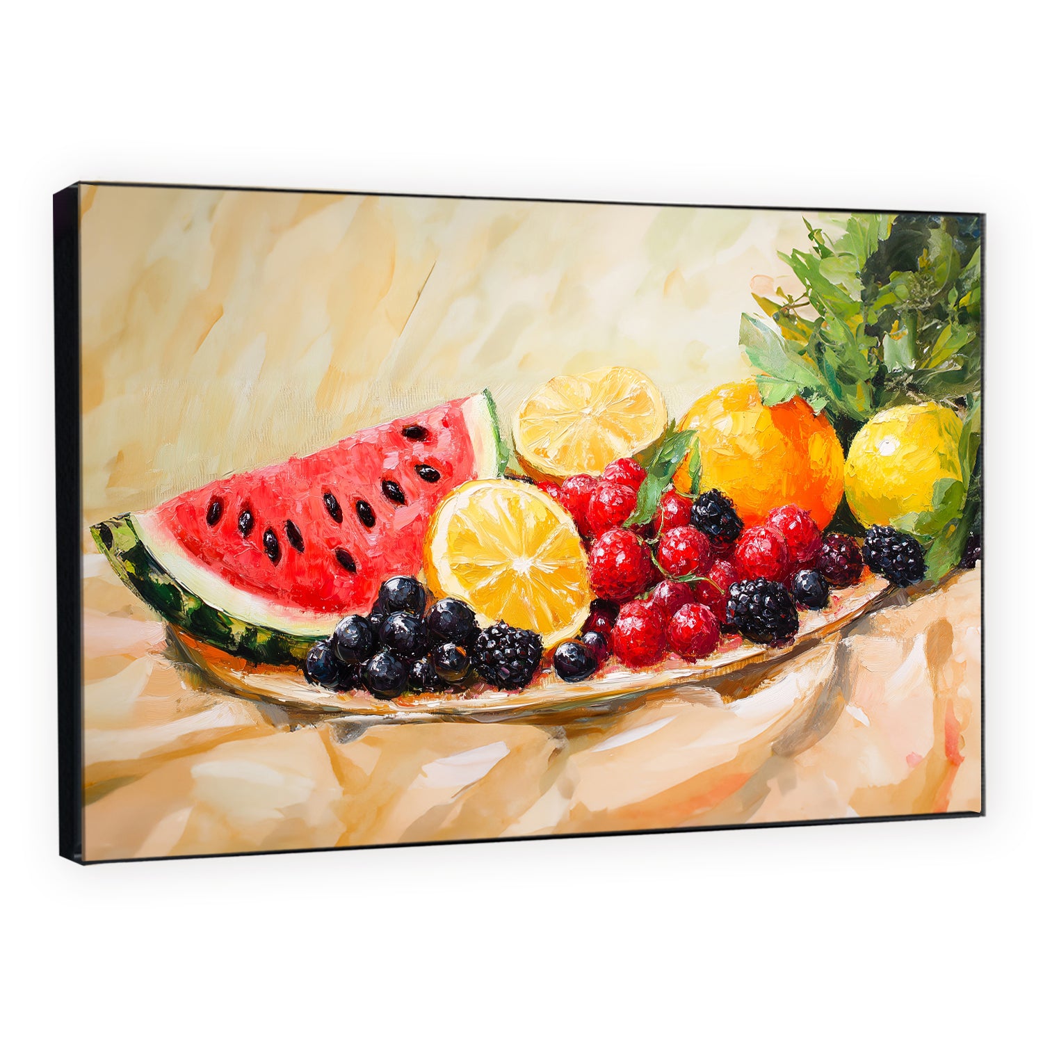 Textured Acrylic Painting Of Summer Fruit Still Life