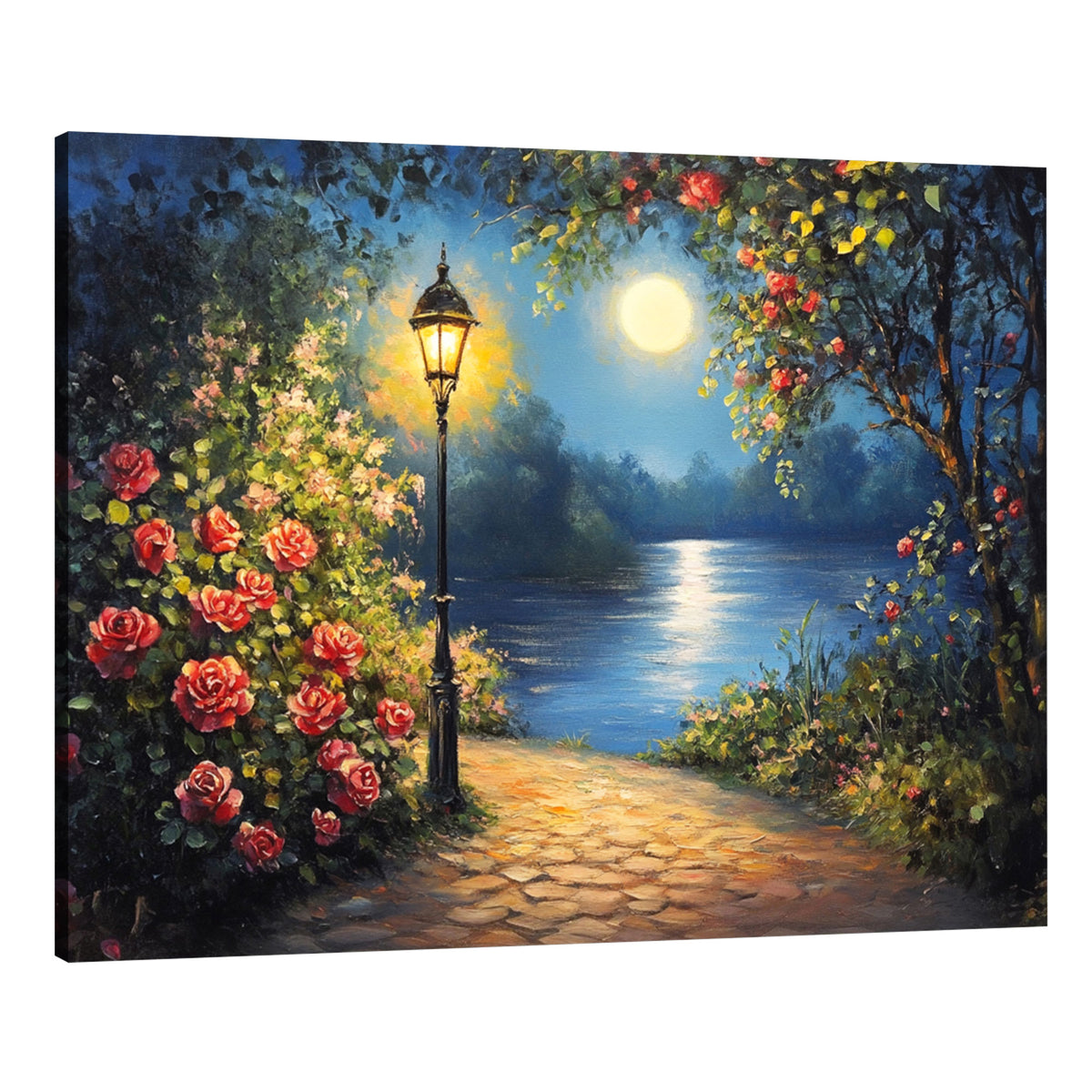 Serene Lake Oil Painting - Minimalist Canvas Wall Art