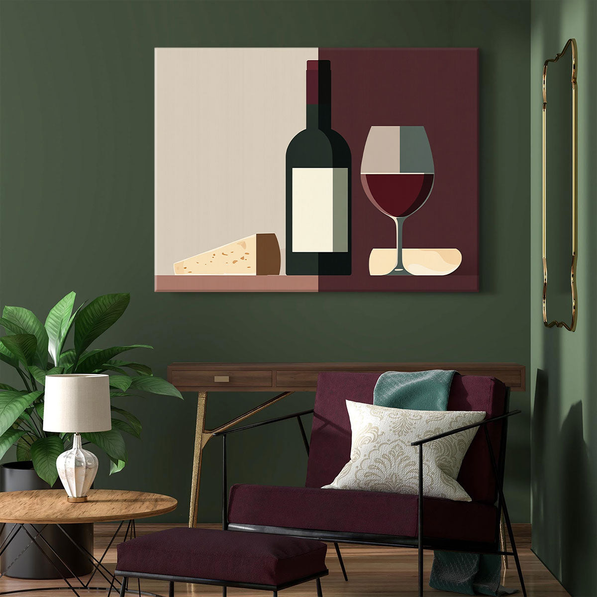 Minimalist Wine Bottle Canvas Wall Art