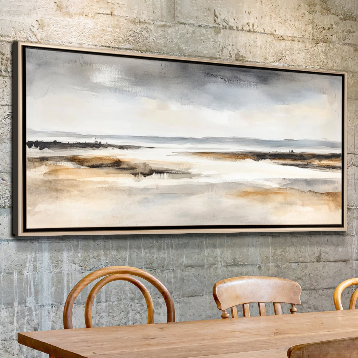 Tranquil Horizon Abstract Landscape Canvas Print for Living Room