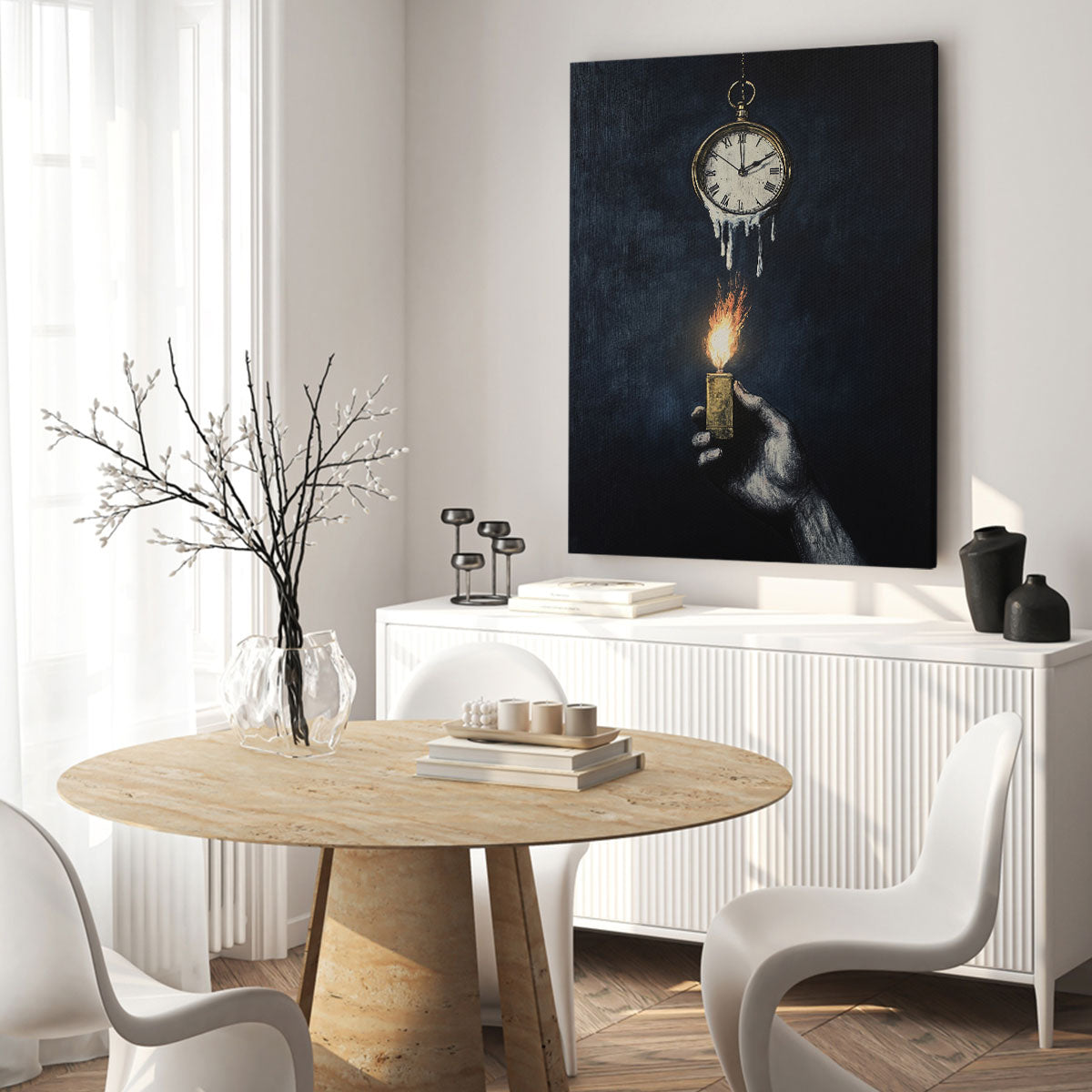 Clock Surreal Mixed-Media Canvas Wall Art
