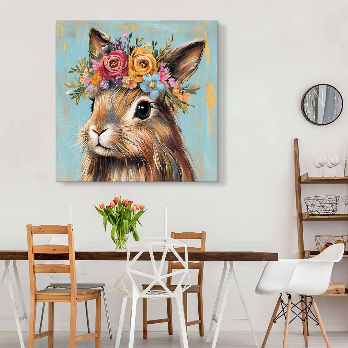 Cute Rabbit Animal Oil Painting Canvas Wall Art