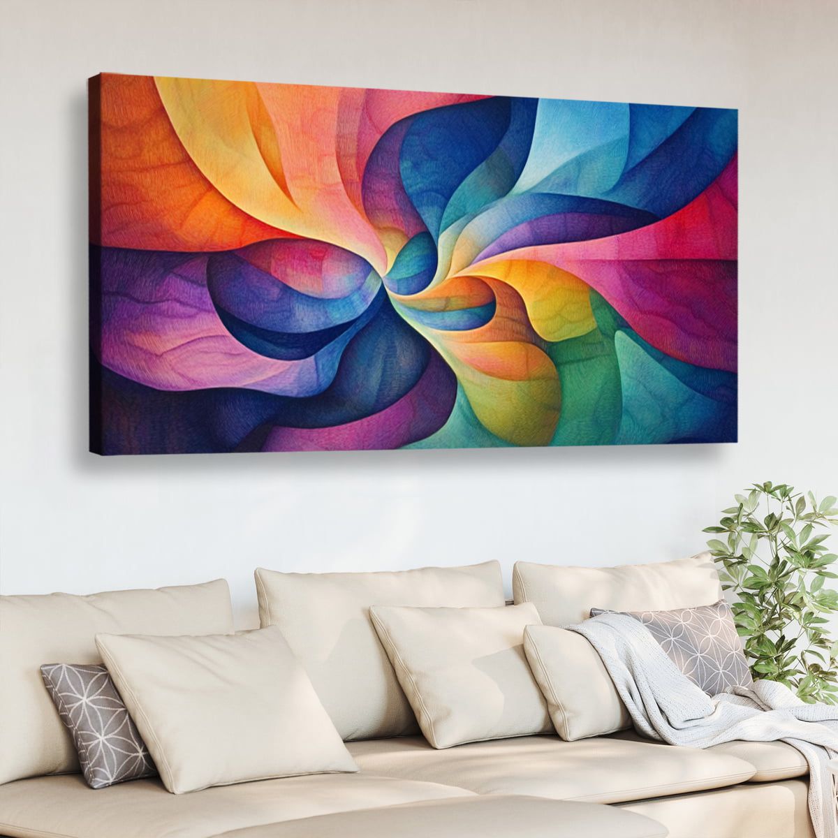 Vibrant Swirl Abstract Canvas Wall Art for Living Room