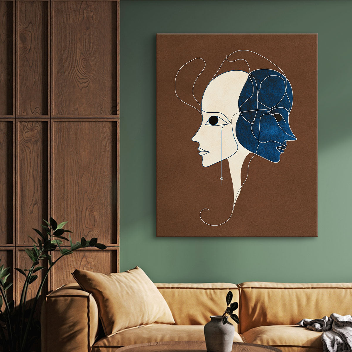 Two Face Abstract Minimalist Canvas Wall Art