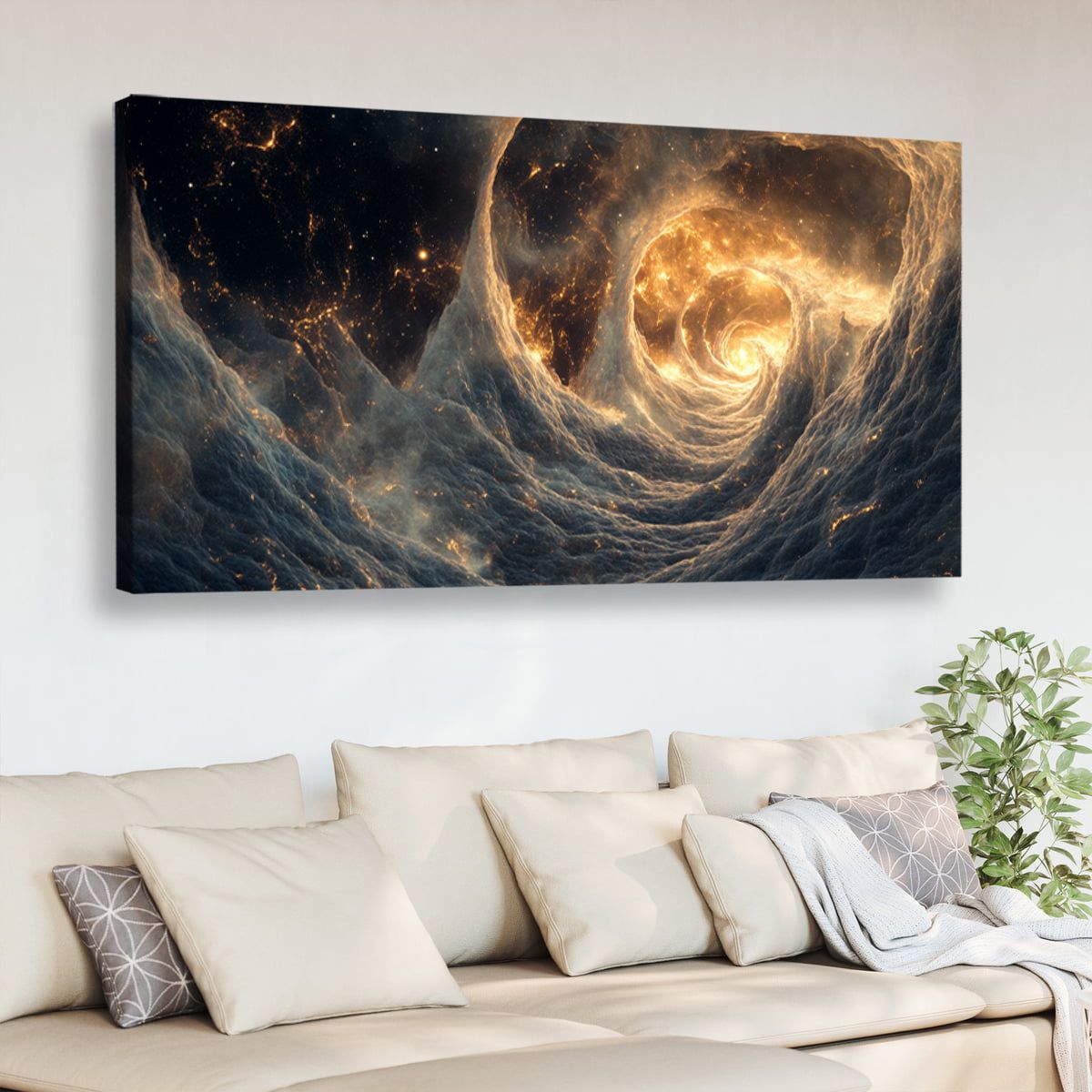 Cosmic Spiral Contemporary Abstract Canvas Wall Art for Living Room