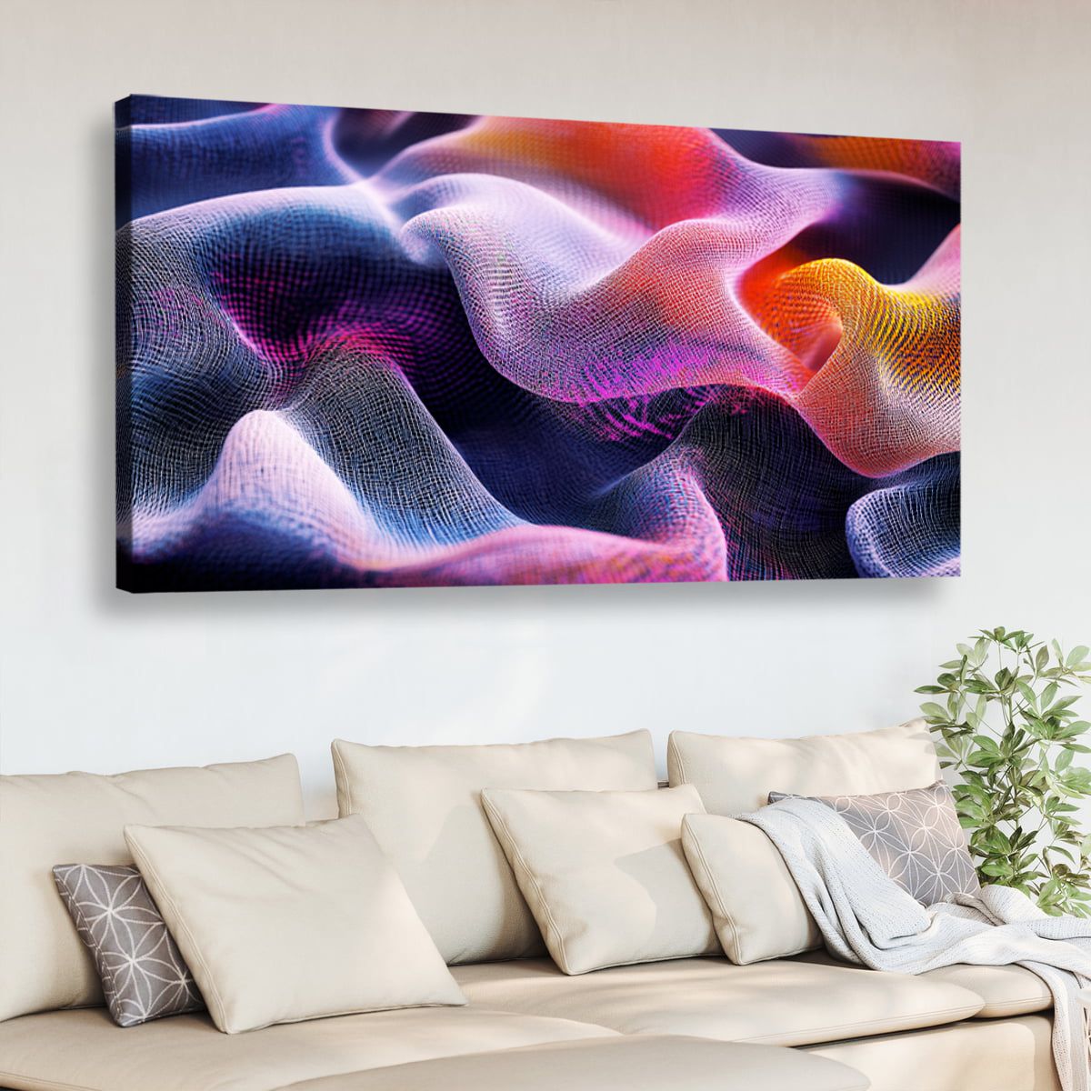Vibrant Fluidity Modern Abstract Canvas Wall Art for Living Room