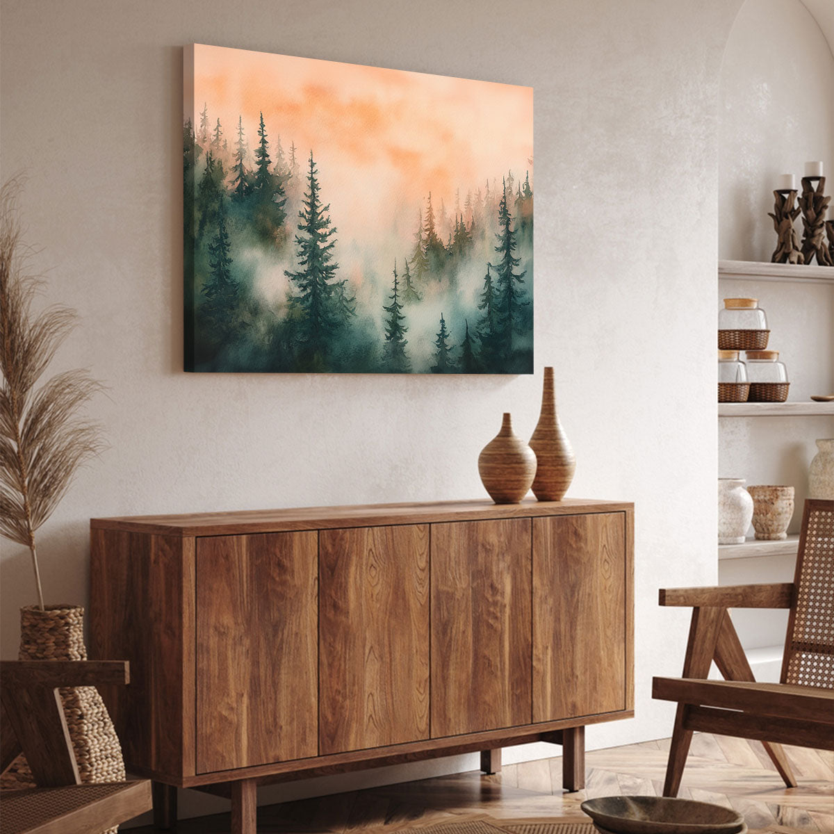 Forest Watercolor - Minimalist Canvas Wall Art