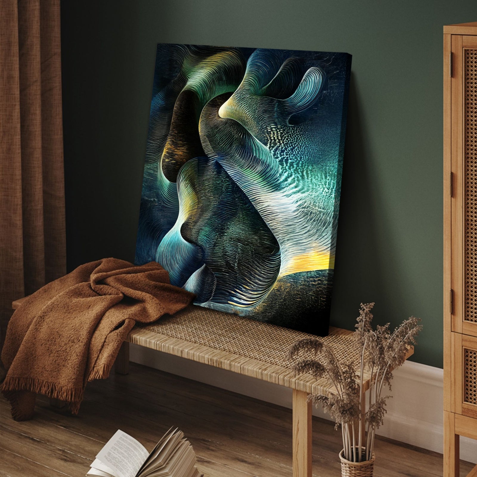 Fluid Motion Contemporary Abstract Canvas Wall Art for Living Room