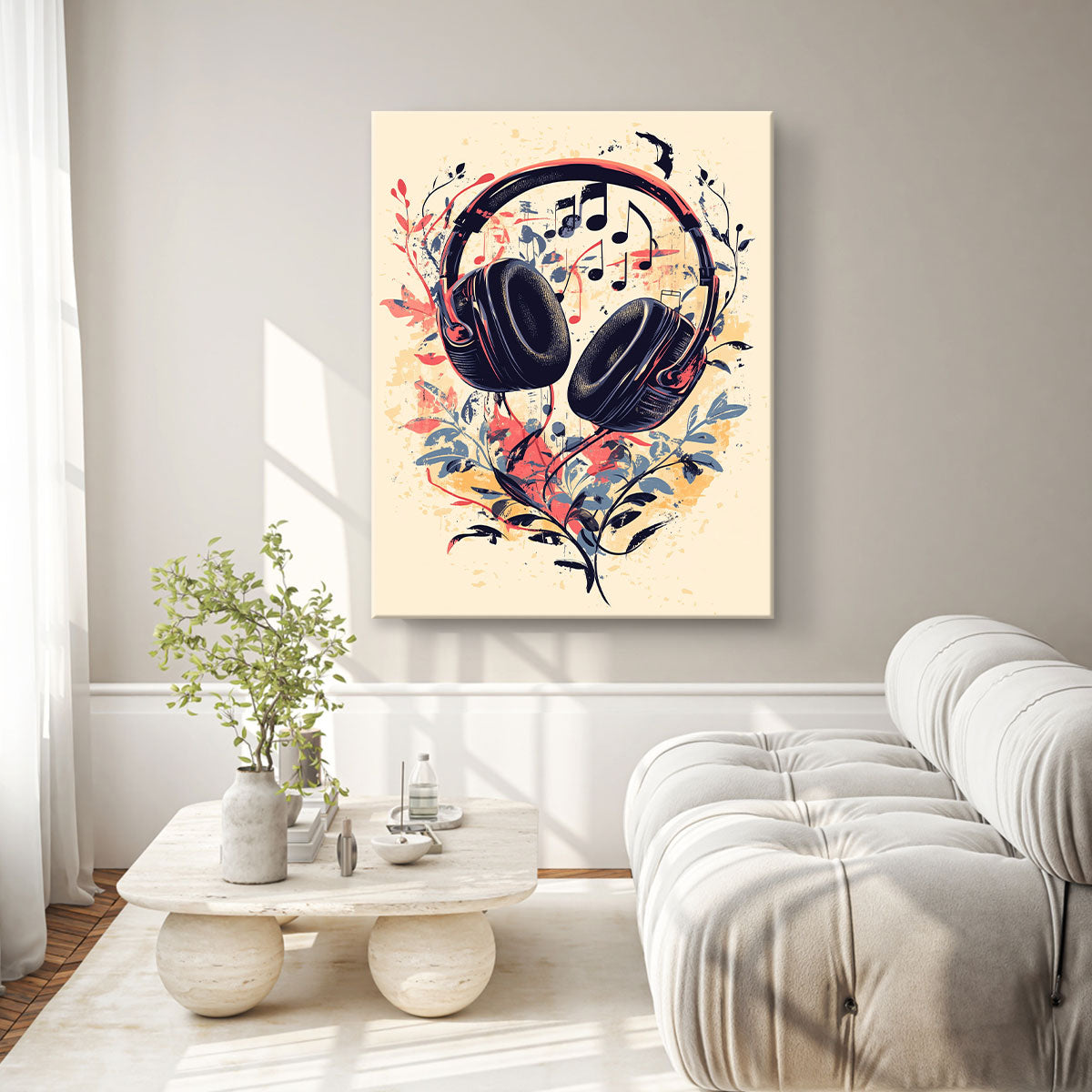 Music Headphones - Modern Minimal Canvas Wall Art