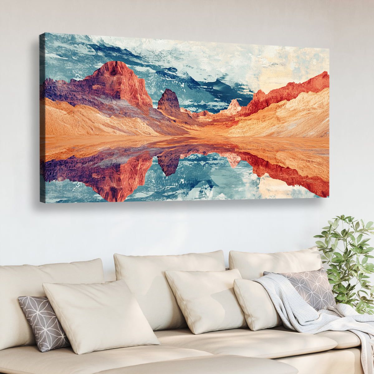 Serene Reflections Landscape Abstract Canvas Wall Art for Living Room