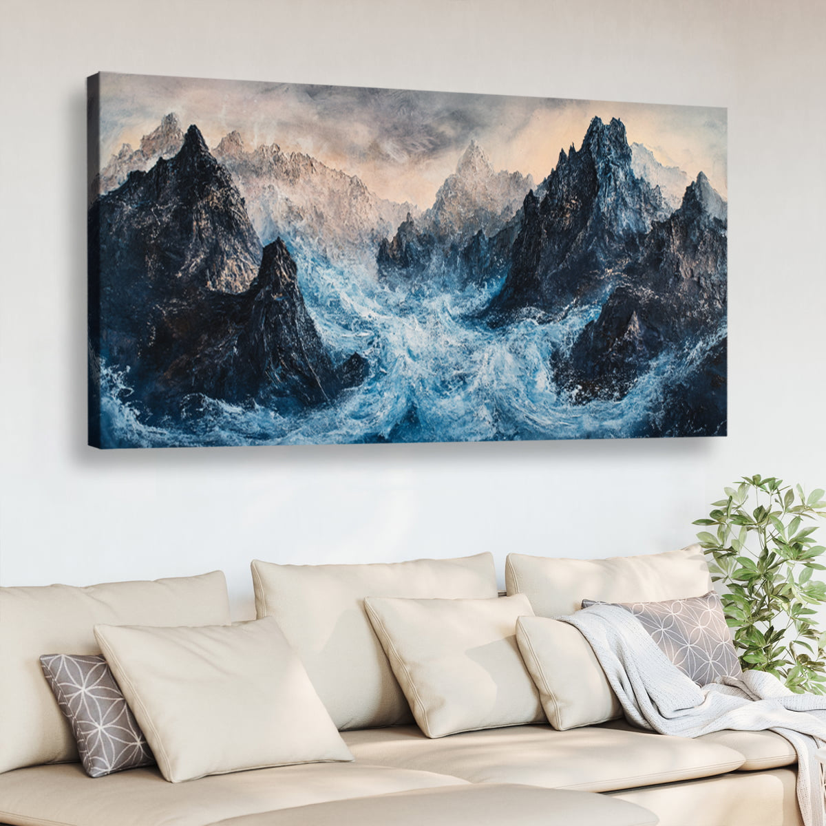 Tempestuous Peaks Landscape Abstract Canvas Wall Art for Living Room