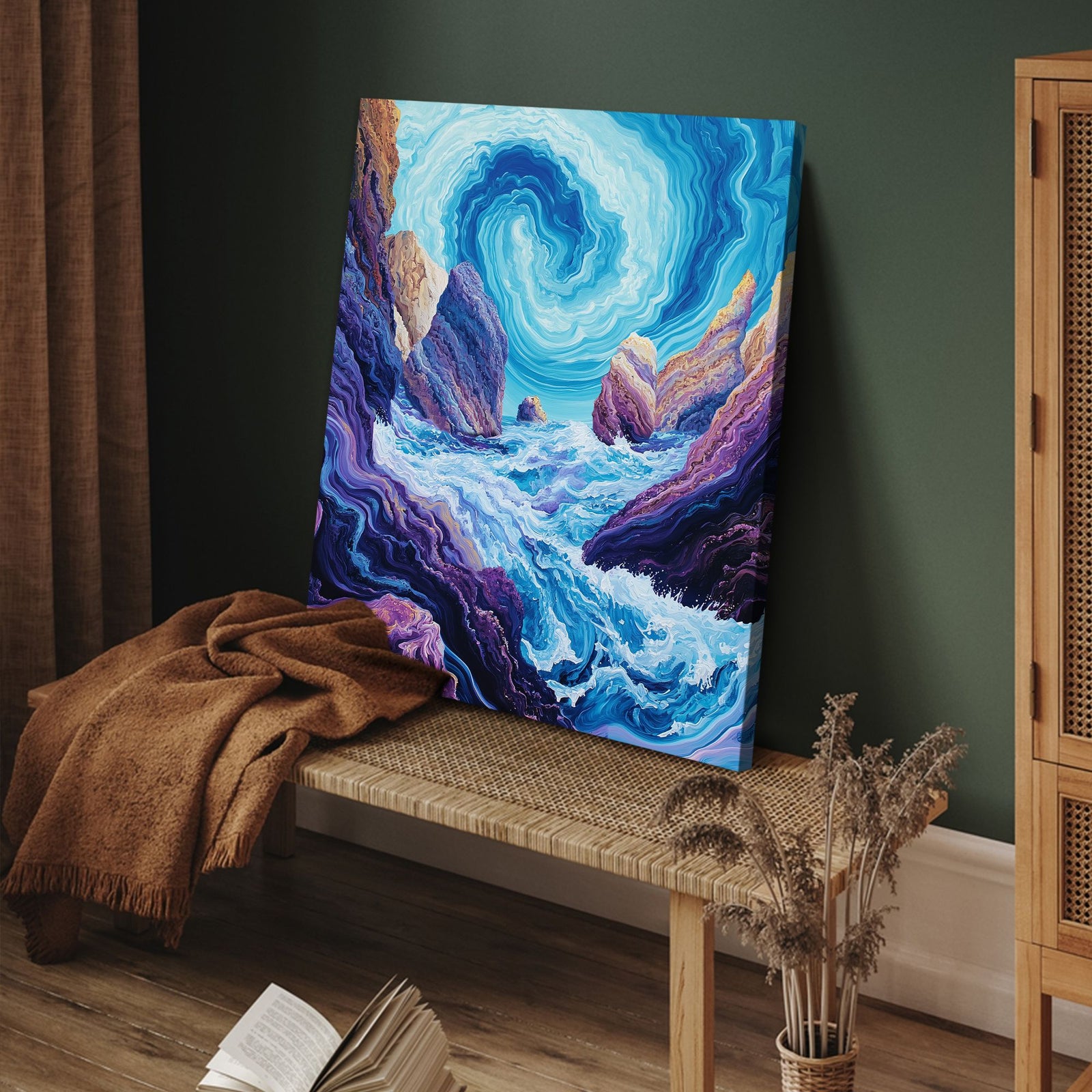 Ocean Whirl Landscape Abstract Canvas Wall Art for Living Room
