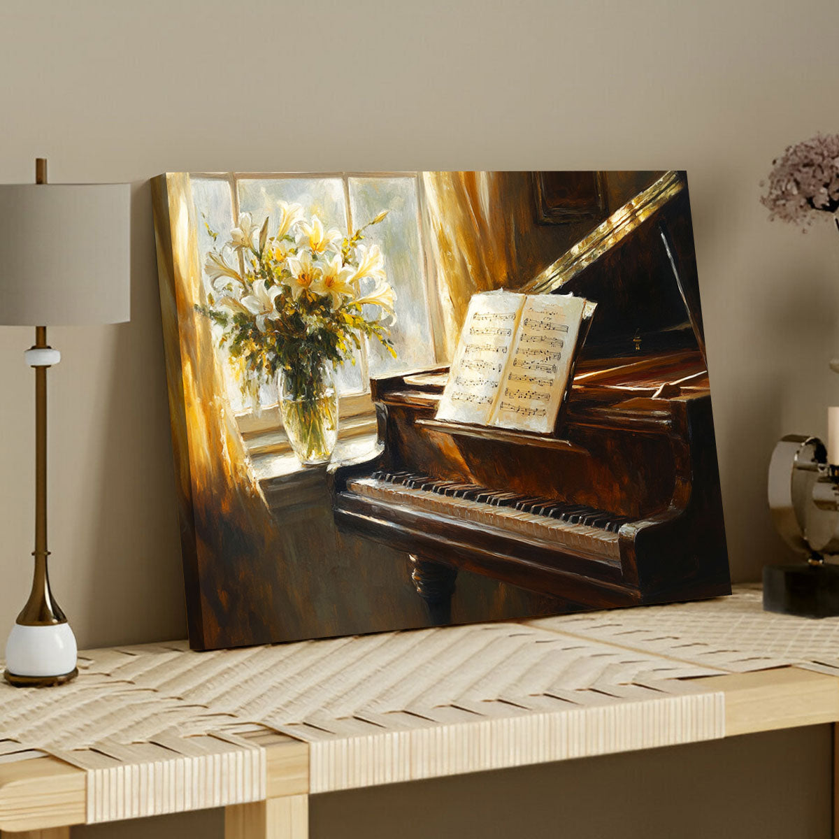 Classic Piano Oil Painting - Musical Canvas Wall Art