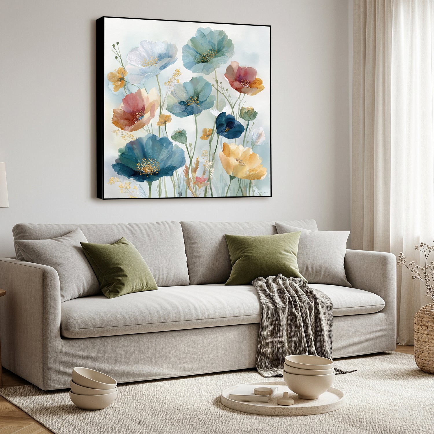 Soft Botanical Canvas Delicate Flower Wall Decor
