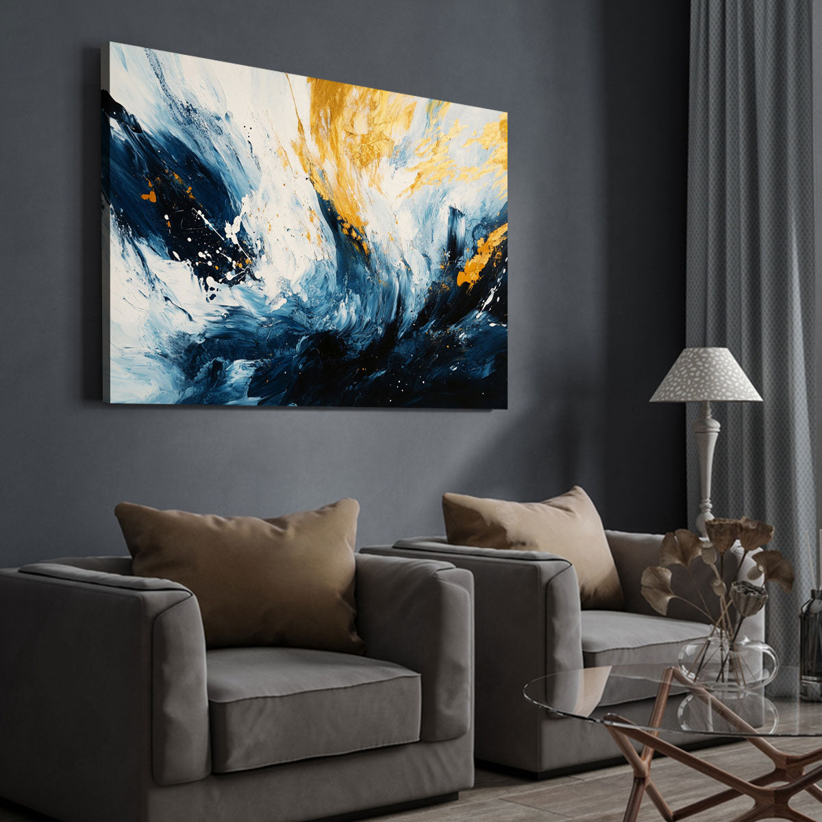 Dynamic Abstract Brushstrokes Modern Canvas Wall Ar