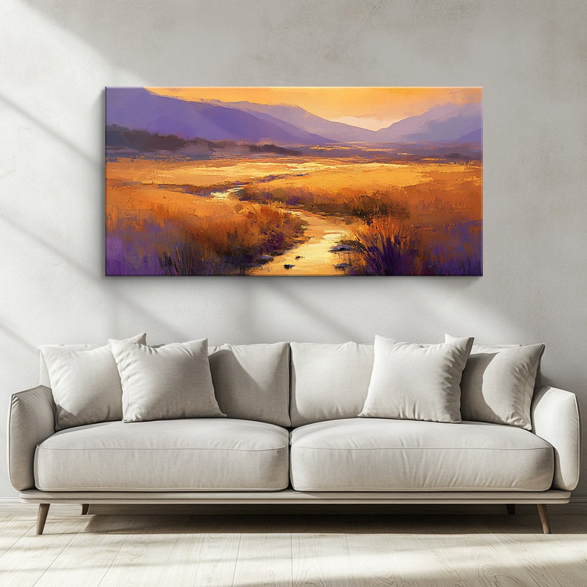 Golden Valley Vibrant Landscape Abstract Canvas Wall Art