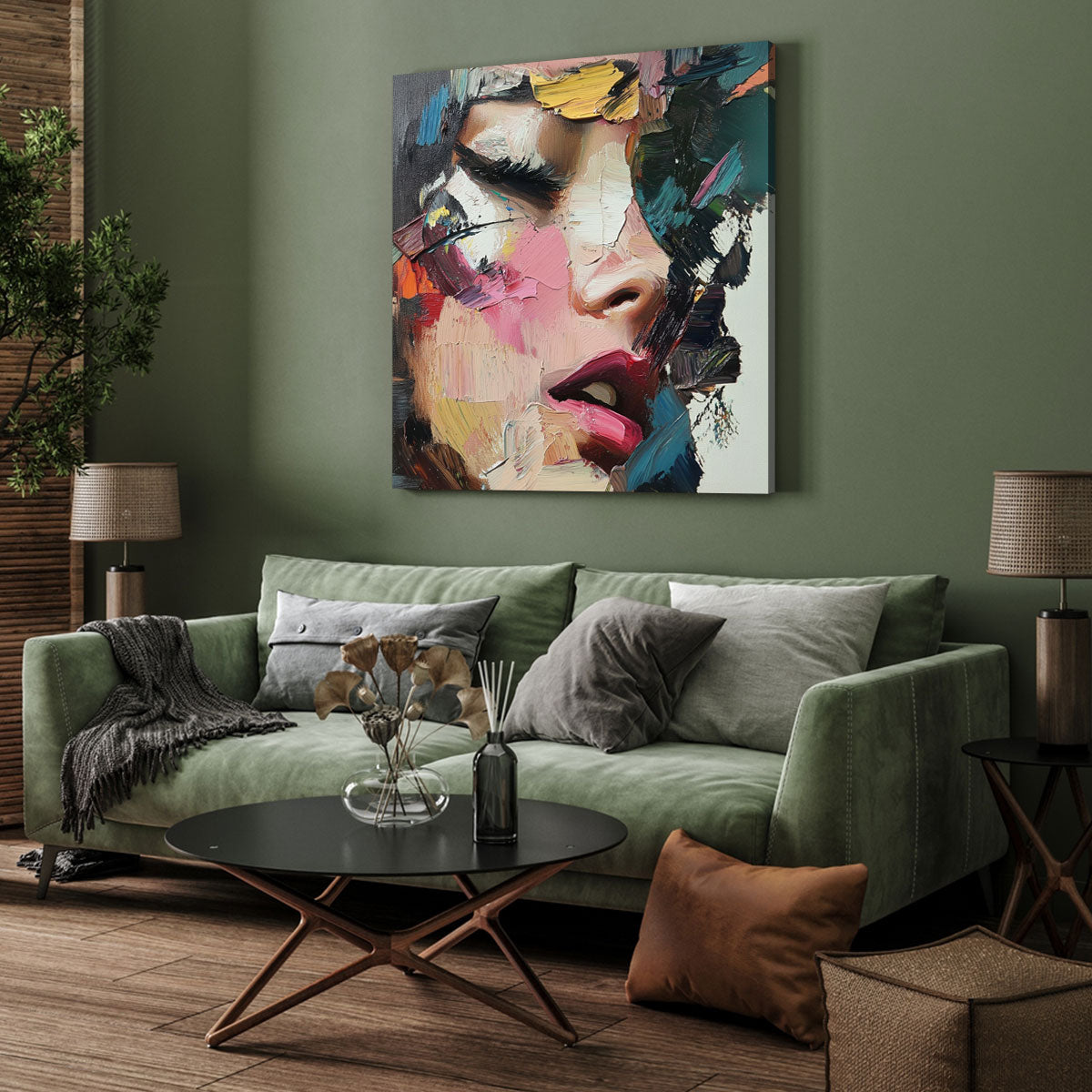 Abstract Textured Woman Portrait Canvas Wall Art