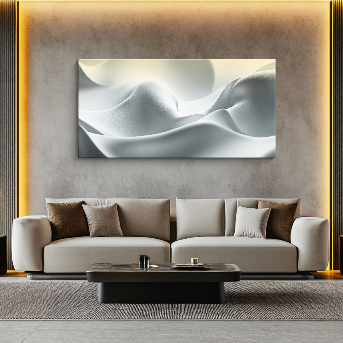 Silken Serenity Minimalist Abstract Canvas Wall Art for Living Room
