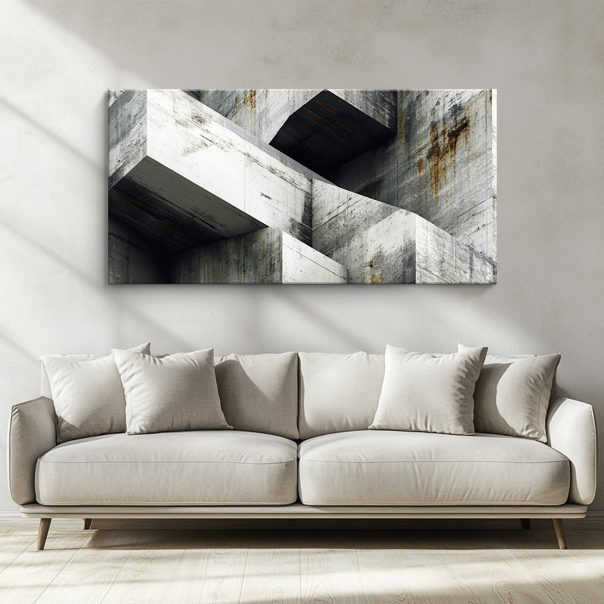 Geometric Deconstruction Industrial Abstract Canvas Wall Art