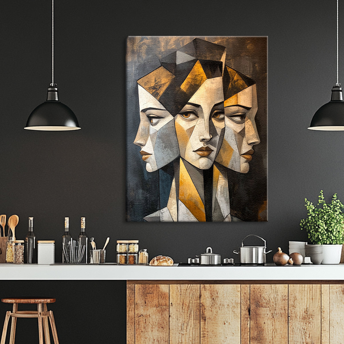 Reflections of Thought Abstract Portraiture Canvas Wall Art