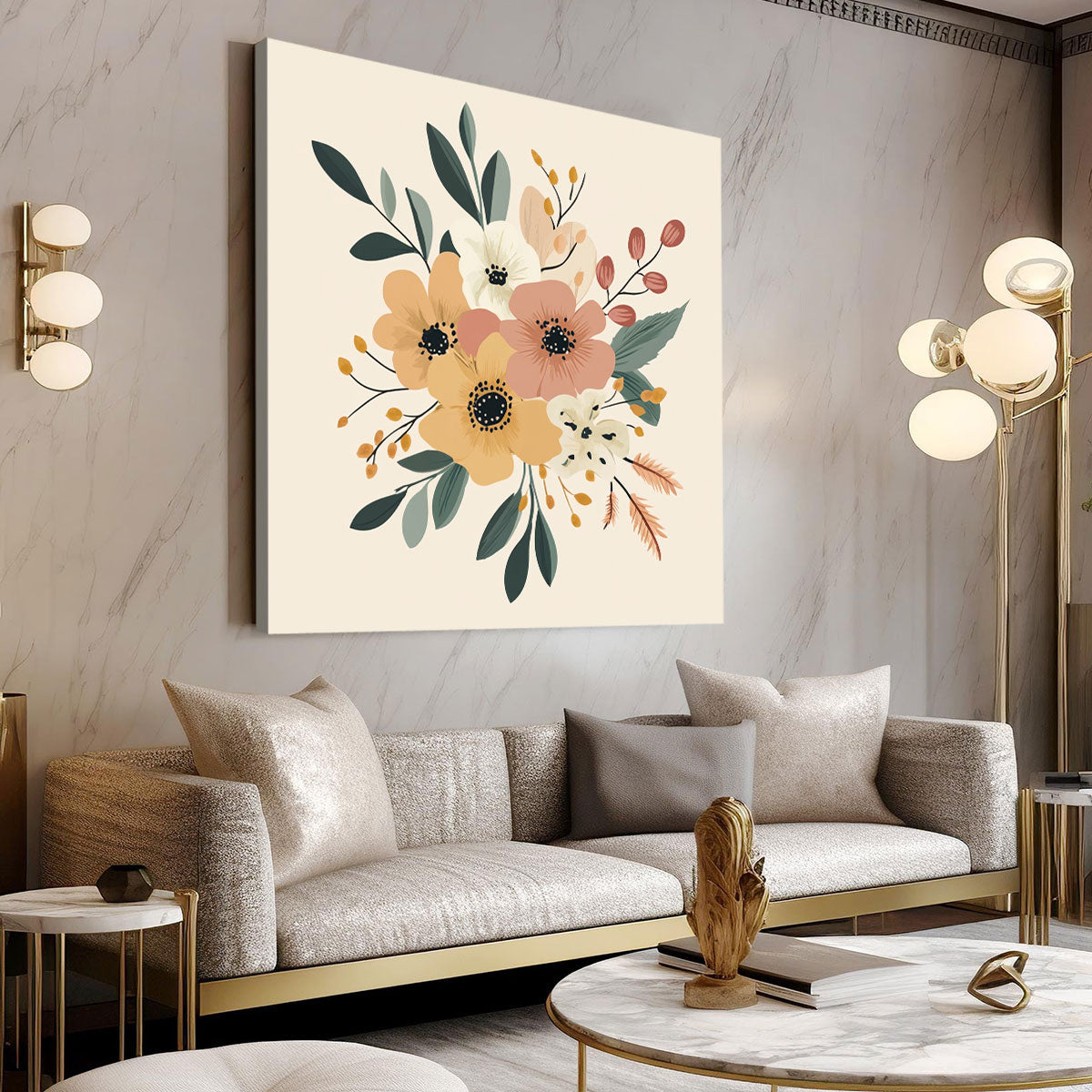 Stylized Floral Bouquet Boho Wall Decor