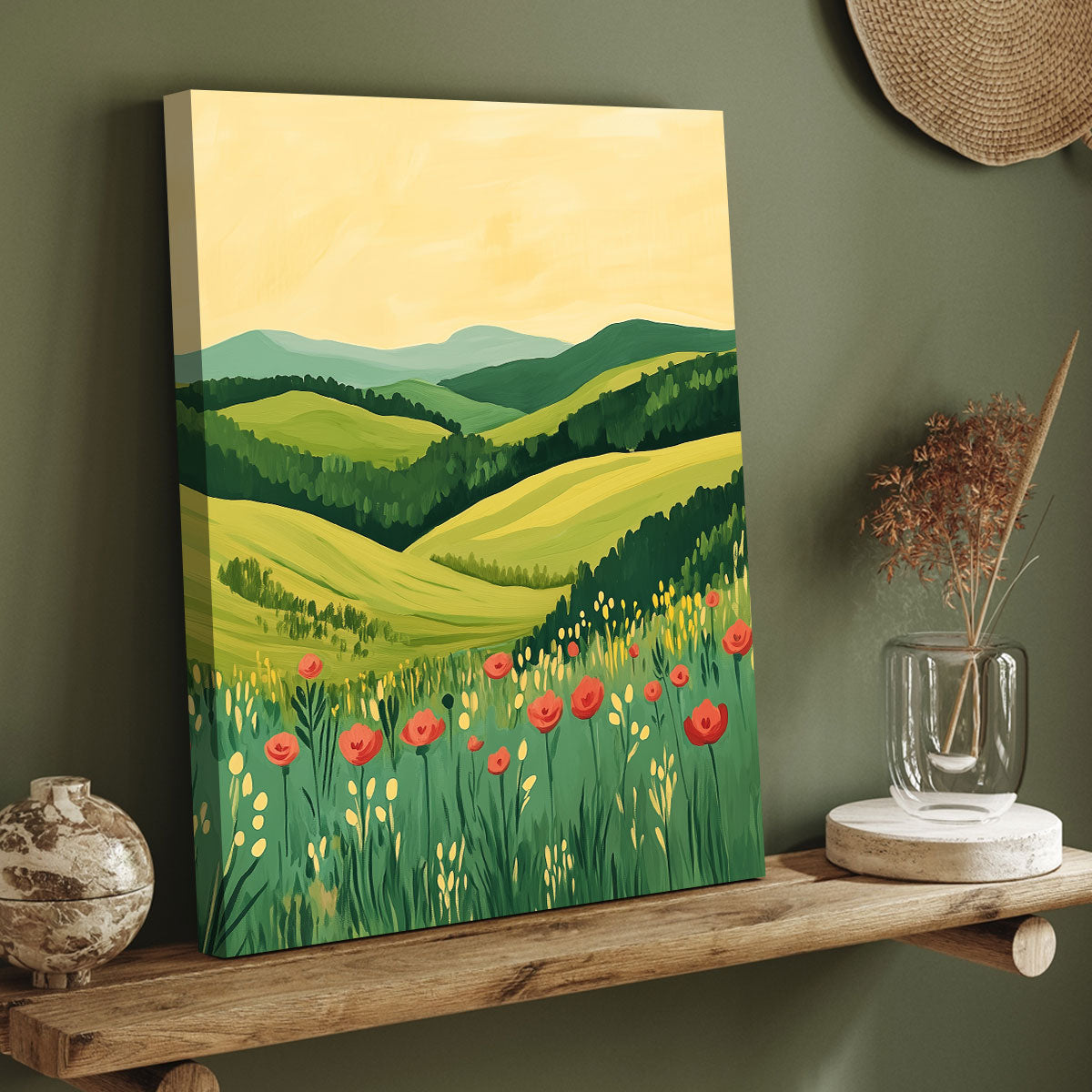 Blooming Vibrant Poppies Vintage Artwork