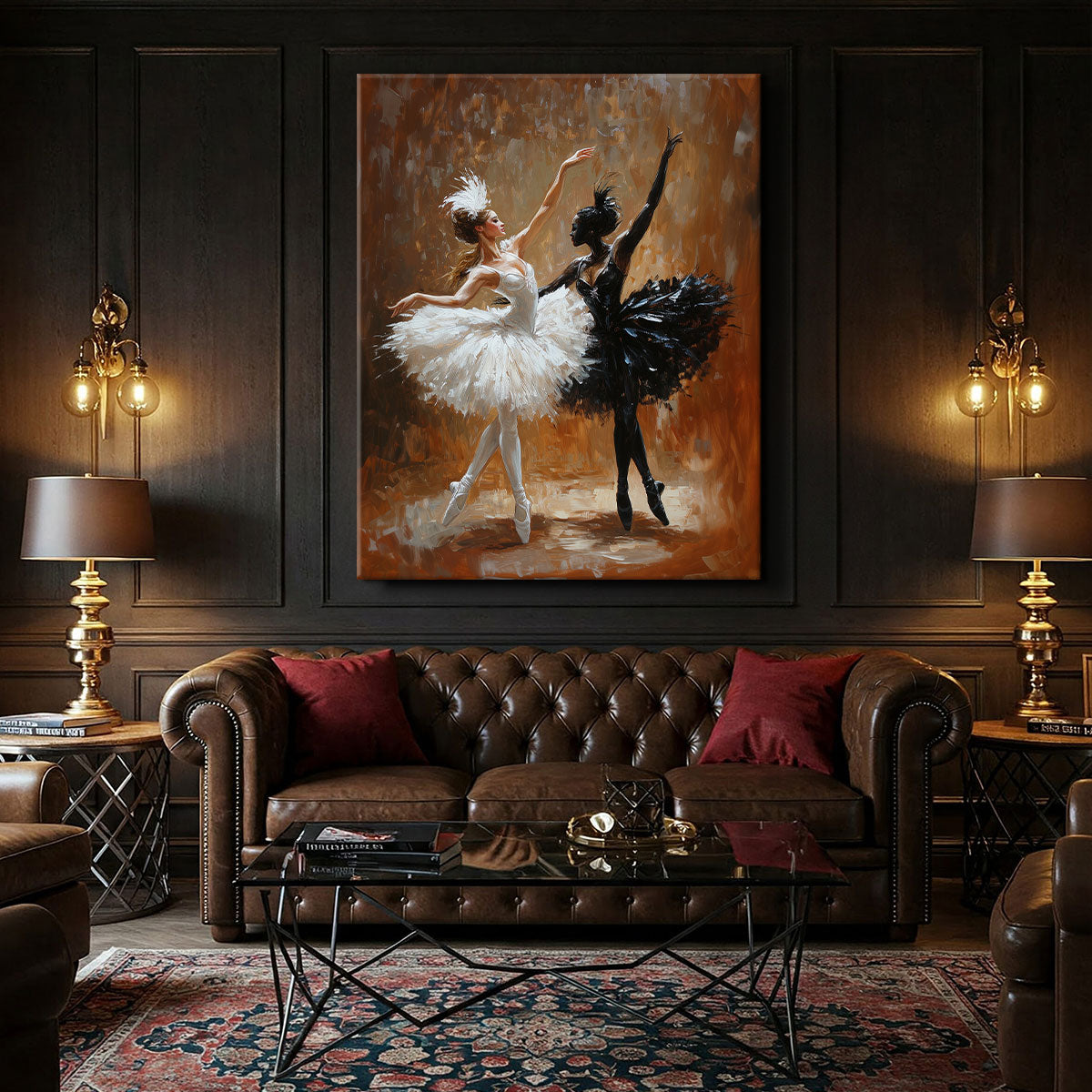 Swan Lake Ballet Dancers Oil Painting Canvas Wall Art