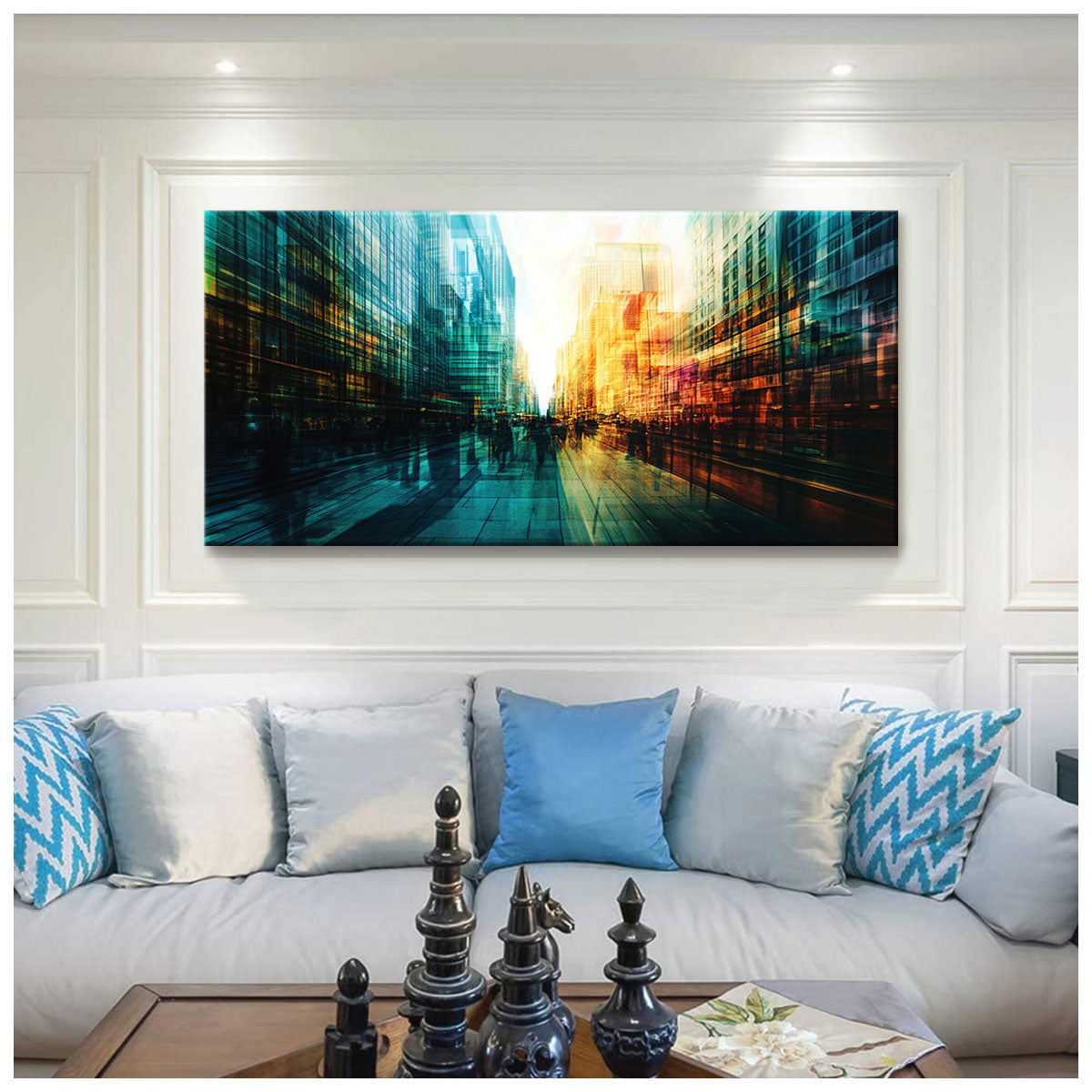 Urban Vibrancia Contemporary Abstract Canvas Wall Art for Living Room