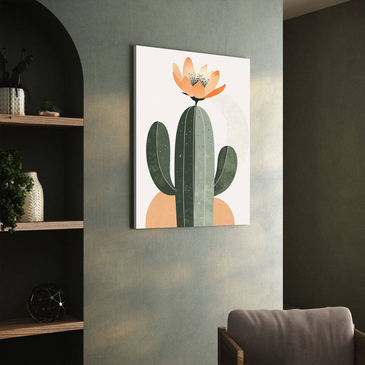 Minimalist Cactus Canvas Wall Art