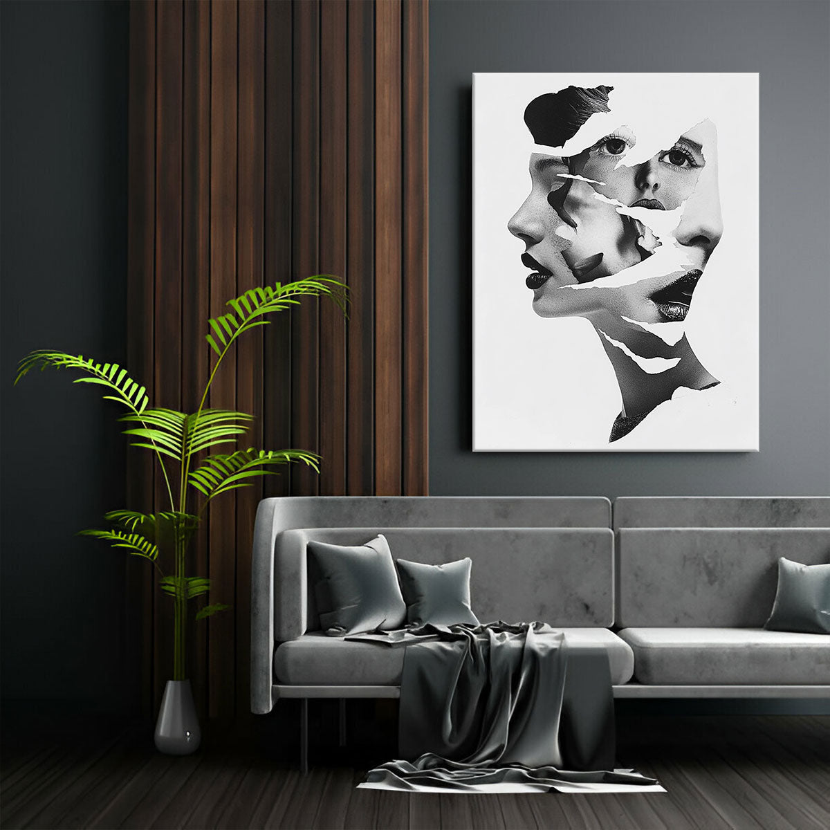 Fragmented Faces Abstract Wall Art