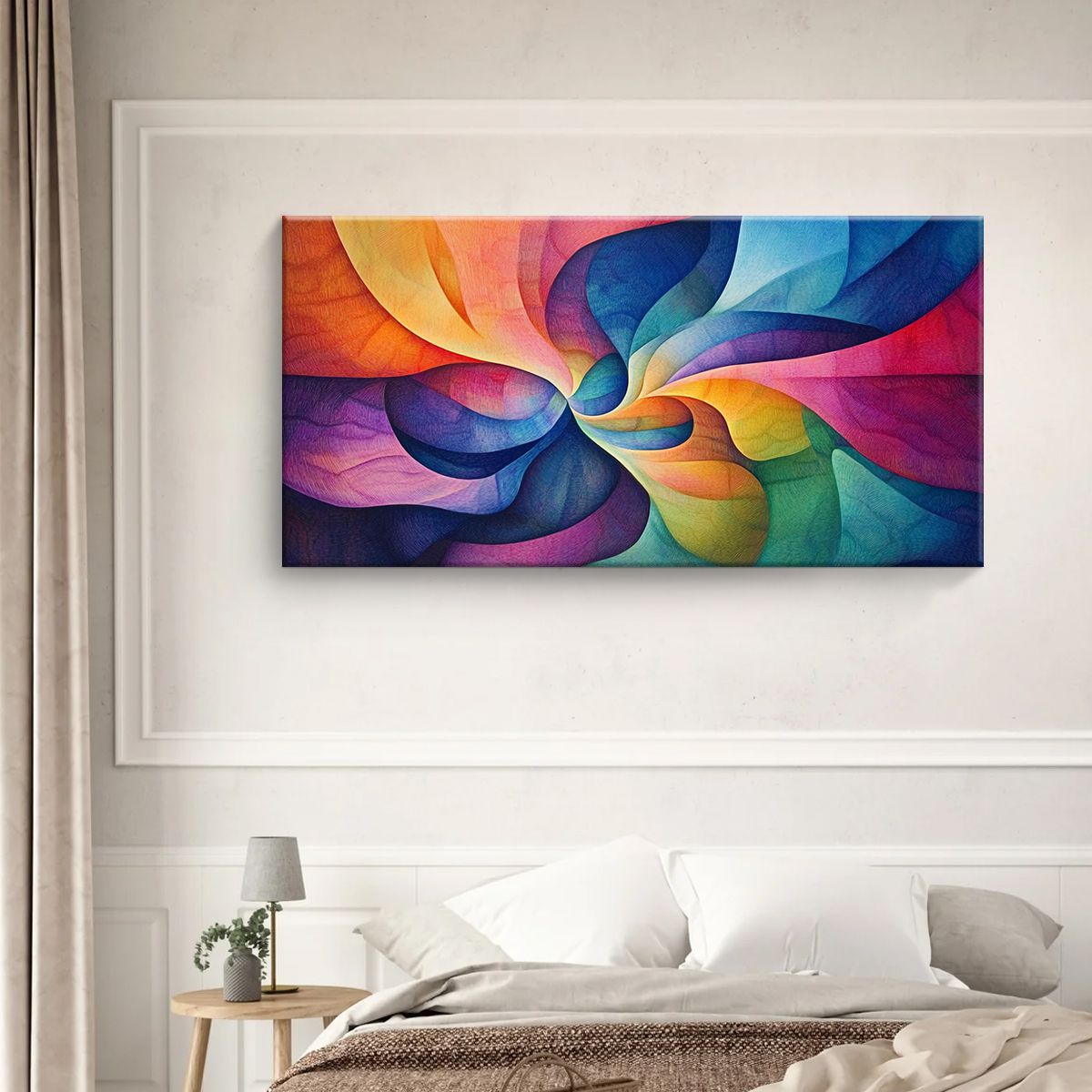 Vibrant Swirl Abstract Canvas Wall Art for Living Room