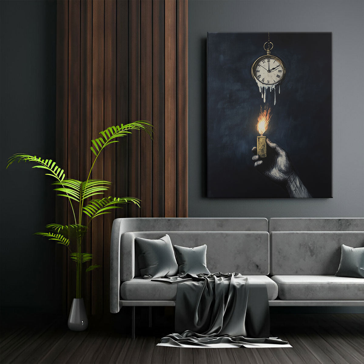 Clock Surreal Mixed-Media Canvas Wall Art