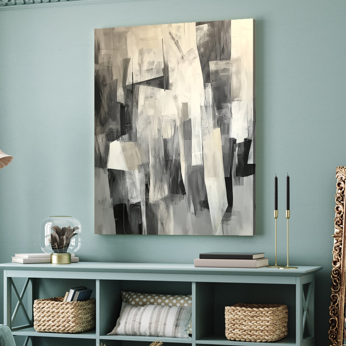 Monochrome Essence Abstract Canvas Print for Living Room