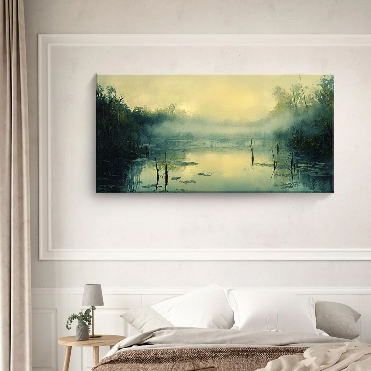 Misty Serenity Landscape Abstract Canvas Wall Art for Living Room
