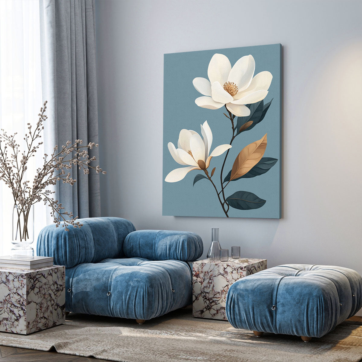 Ivory Magnolia Modern Wall Artwork