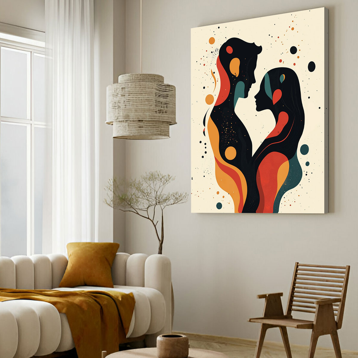 Abstract Lovers Silhouette Canvas Wall Art Print