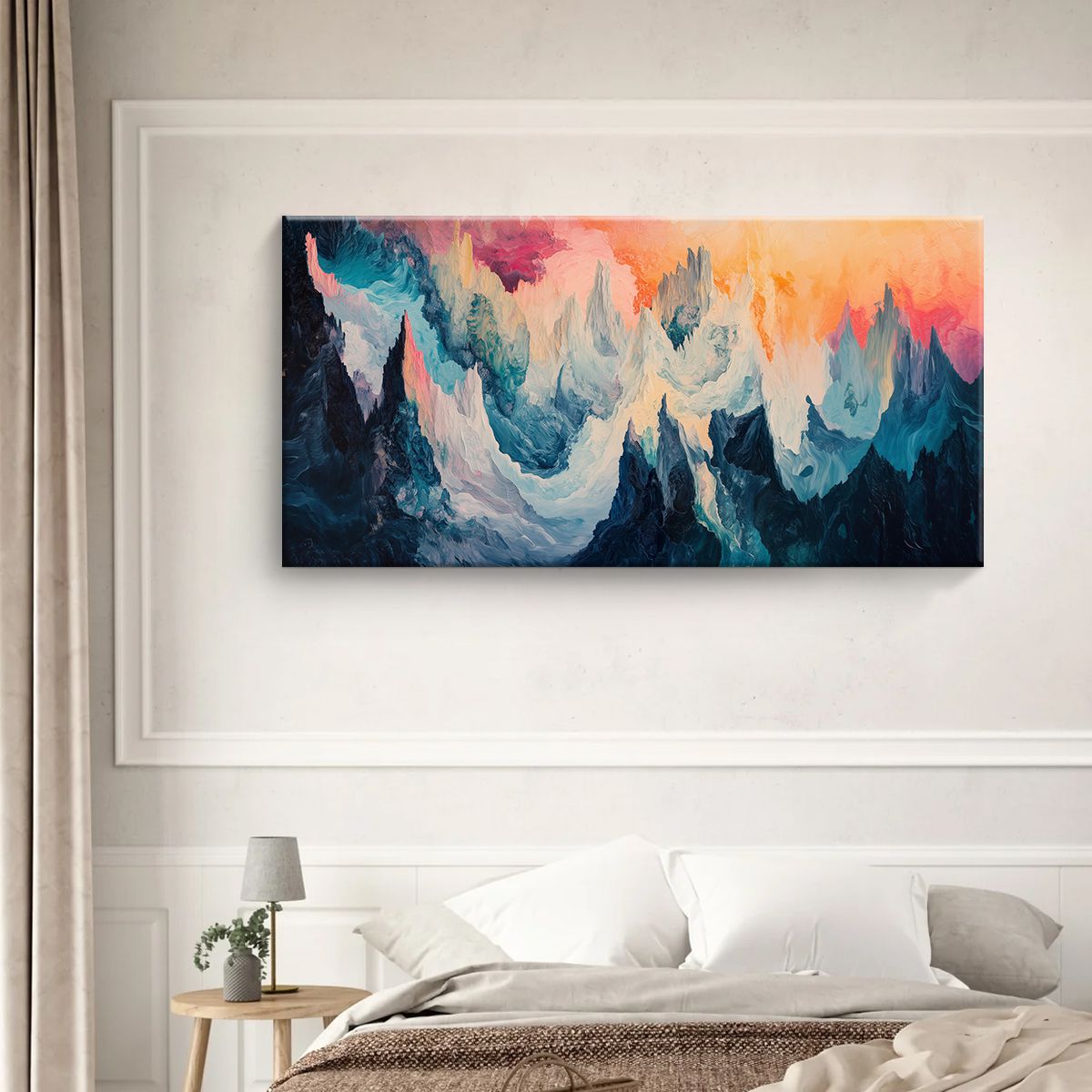 Celestial Peaks Landscape Abstract Canvas Wall Art for Living Room
