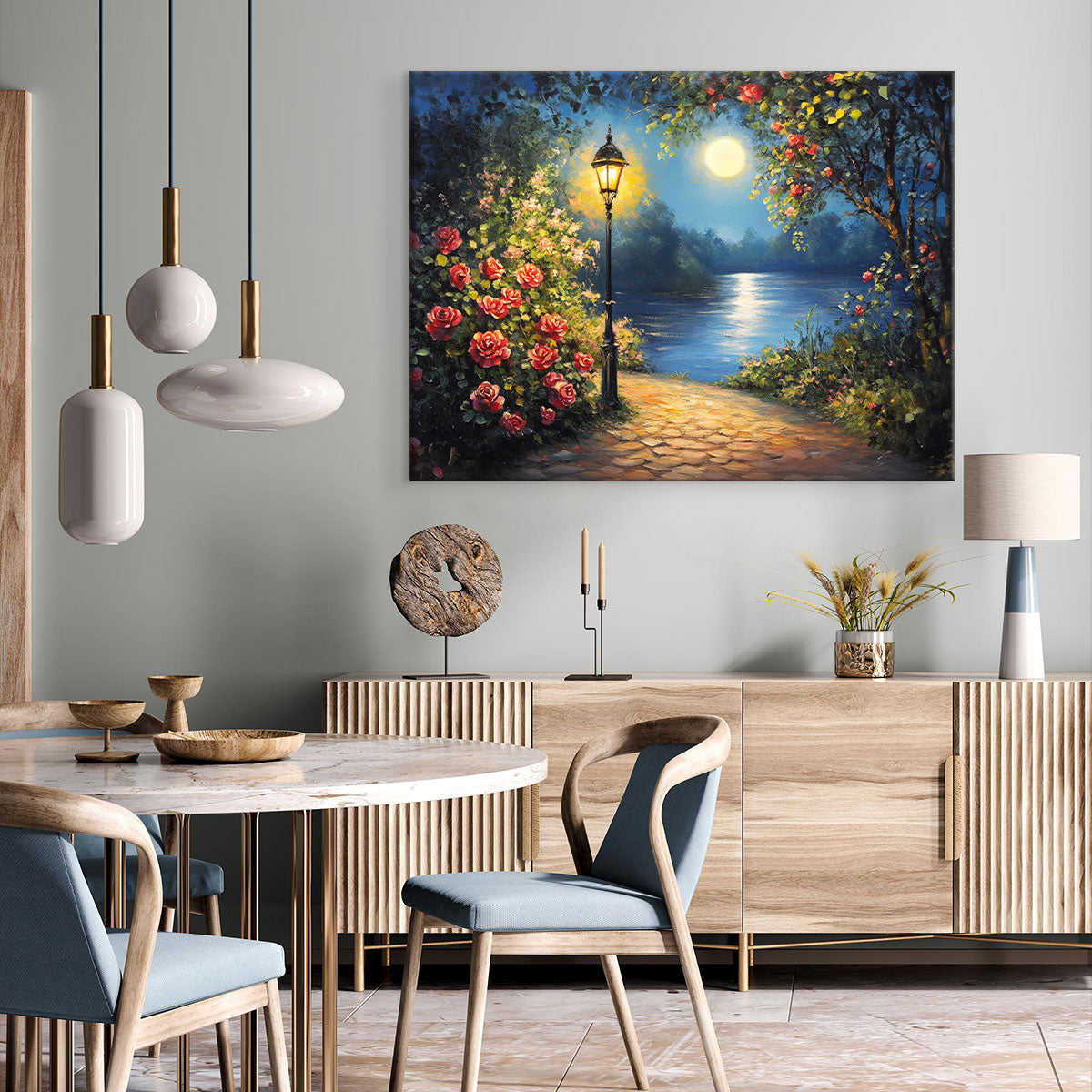 Serene Lake Oil Painting - Minimalist Canvas Wall Art