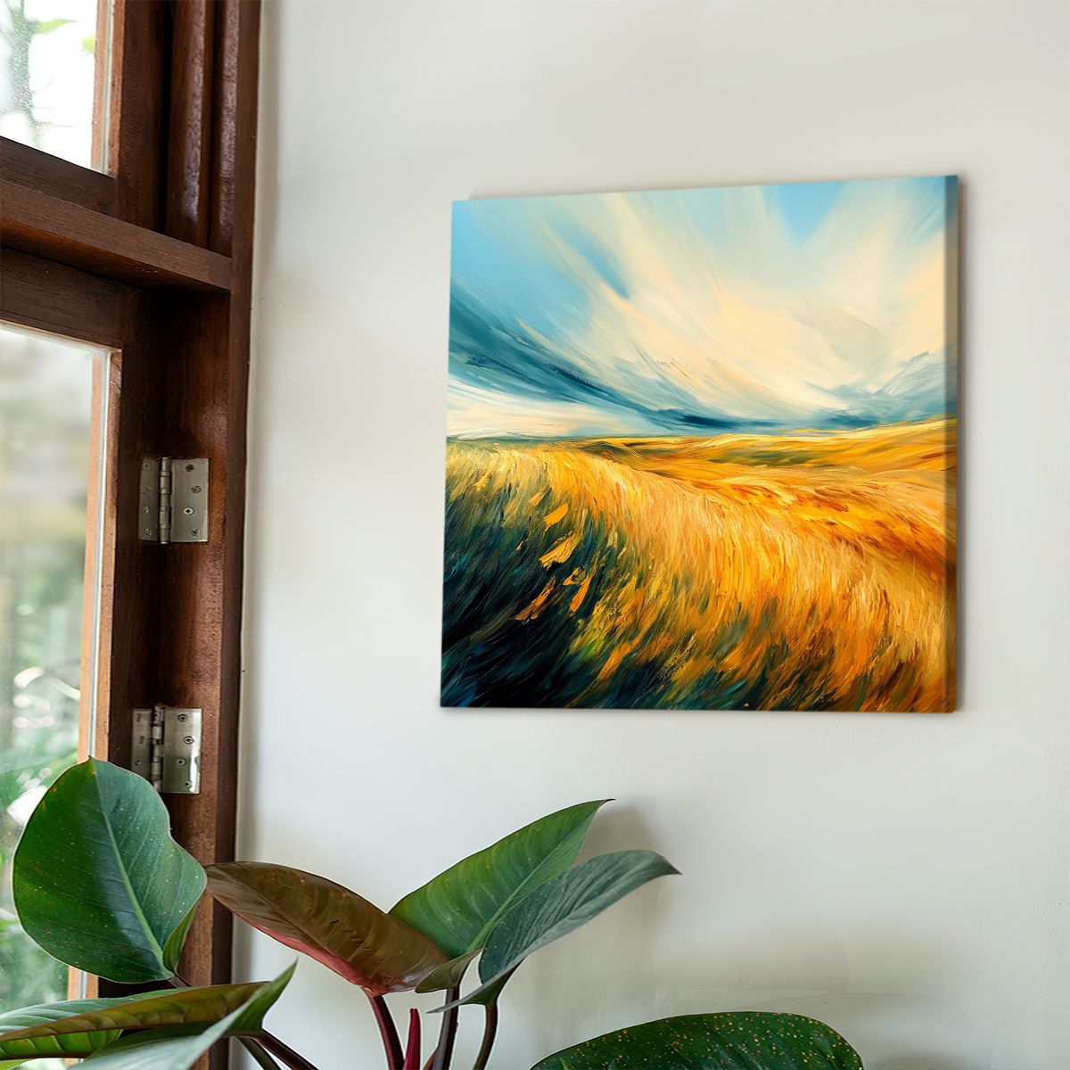 Golden Fields Landscape Abstract Canvas Wall Art for Living Room