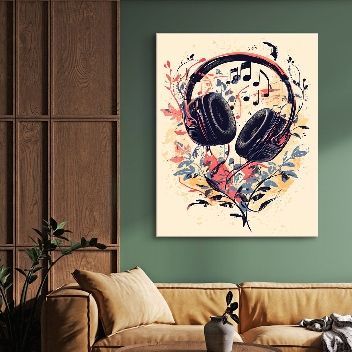 Music Headphones - Modern Minimal Canvas Wall Art