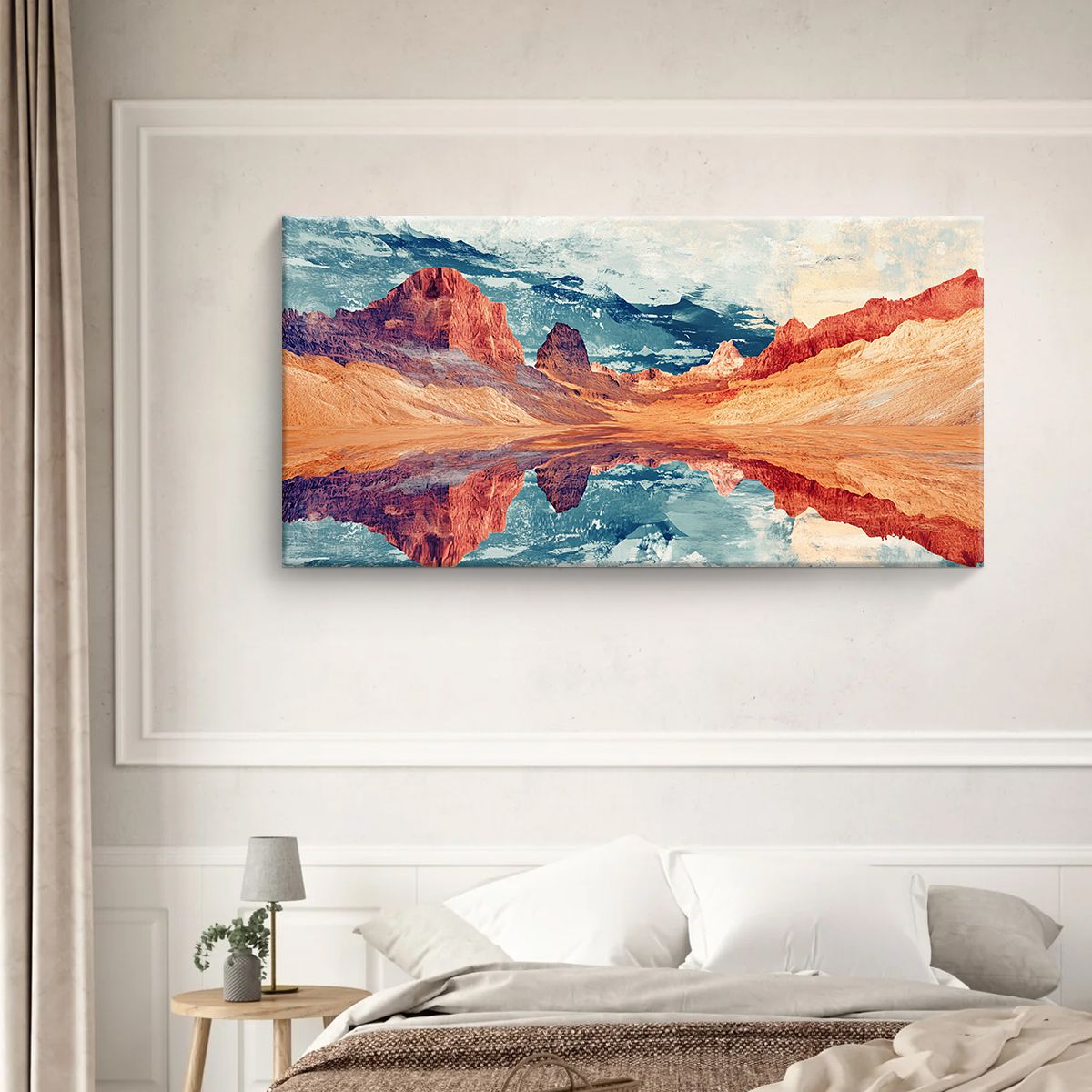Serene Reflections Landscape Abstract Canvas Wall Art for Living Room