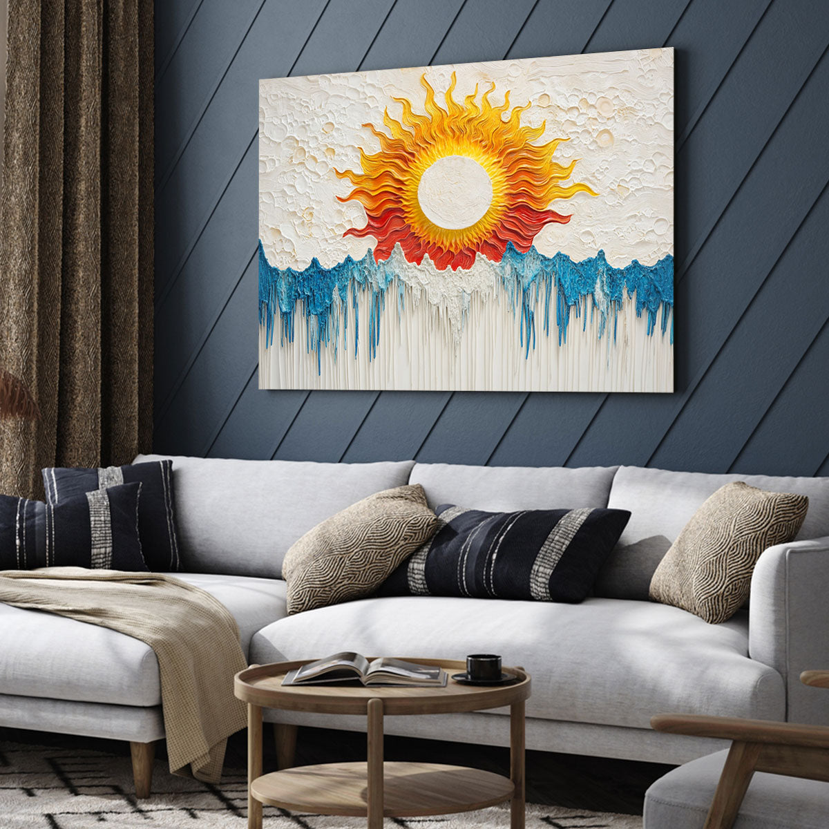 Dripping Sun And Ocean Abstract Wall Art