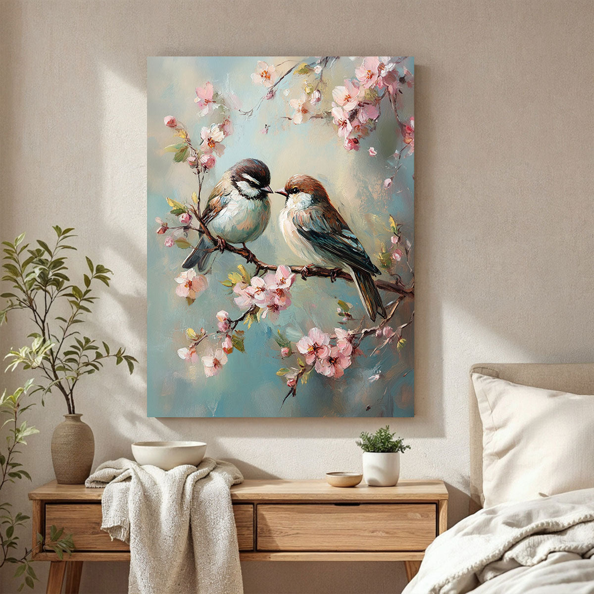 Resting Birds - Vintage Oil Painting Canvas Print